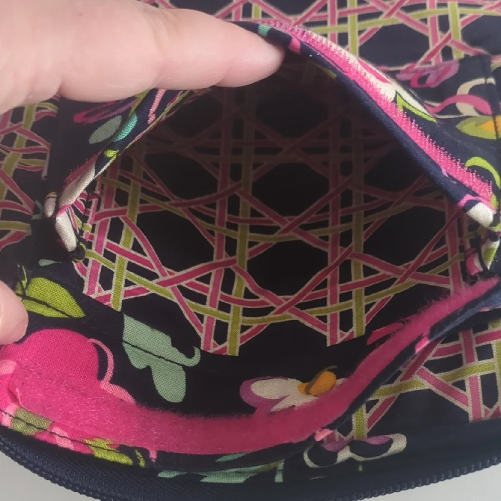 Vera Bradley Black and Pink Tablet Sleeve with Floral Design and Zipper